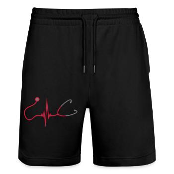 Fréquence stéthoscope écouter rythme cardiaque pulse verar - Short de jogging bio TRAINER Stanley/Stella unisexe - noir - Devant - Nik (191cm) & Marisol (170cm)
