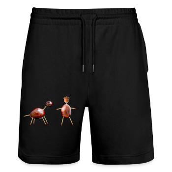 chiffres marronniers - Short de jogging bio TRAINER Stanley/Stella unisexe - noir - Devant - Nik (191cm) & Marisol (170cm)