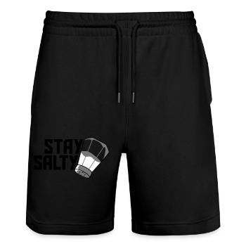 Logo Stay Salty - Short de jogging bio TRAINER Stanley/Stella unisexe - noir - Devant - Nik (191cm) & Marisol (170cm)