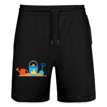 plage - Short de jogging bio TRAINER Stanley/Stella unisexe - noir - Devant - Nik (191cm) & Marisol (170cm)