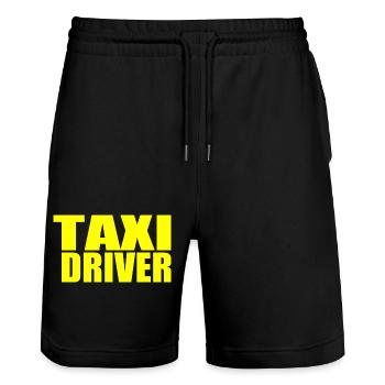 taxi driver - Stanley/Stella Trainer Unisex Organic Jogging Shorts - black - Front - Nik (191cm) & Marisol (170cm)
