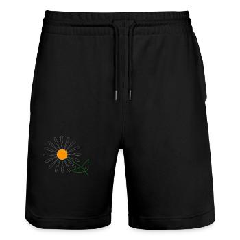 Sonnenblume - Stanley/Stella Unisex Bio Joggingshorts Trainer  - Schwarz - Vorne - Nik (191cm) & Marisol (170cm)