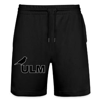 SSV ULM Ulmer Spatz Linsen mit Spätzle Schwäbisch - Stanley/Stella Unisex Bio Joggingshorts Trainer  - Schwarz - Vorne - Nik (191cm) & Marisol (170cm)