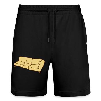 Sofa Clipart Design - Stanley/Stella Unisex Bio Joggingshorts Trainer  - Schwarz - Vorne - Nik (191cm) & Marisol (170cm)