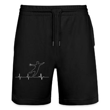 Handball Herzschlag Handballer - Stanley/Stella Unisex Bio Joggingshorts Trainer  - Schwarz - Vorne - Nik (191cm) & Marisol (170cm)