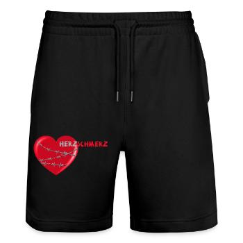 herzschmerz herz mit stacheldraht - Stanley/Stella Unisex Bio Joggingshorts Trainer  - Schwarz - Vorne - Nik (191cm) & Marisol (170cm)