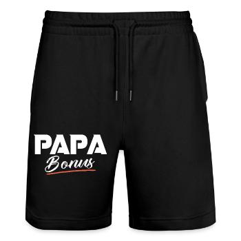 Dad gift bonus father-in-law dad humor - Stanley/Stella Trainer Unisex Organic Jogging Shorts - black - Front - Nik (191cm) & Marisol (170cm)
