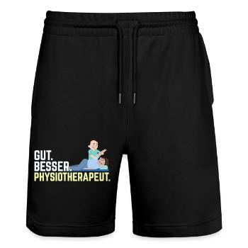 Physiotherapeut Gut Besser Herren Physio Lustiges - Stanley/Stella Unisex Bio Joggingshorts Trainer  - Schwarz - Vorne - Nik (191cm) & Marisol (170cm)