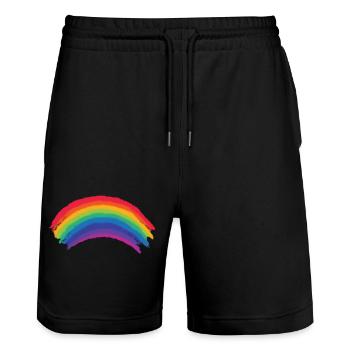 Ehrfürchtig Regenbogen-Flagge, LGBTQ Gay Lesben Stolz Geschenk - Stanley/Stella Unisex Bio Joggingshorts Trainer  - Schwarz - Vorne - Nik (191cm) & Marisol (170cm)