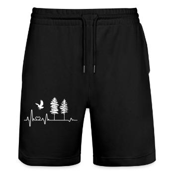 Herzschlag Adler Natur Wildnis Wald Baum Bäume EKG - Stanley/Stella Unisex Bio Joggingshorts Trainer  - Schwarz - Vorne - Nik (191cm) & Marisol (170cm)