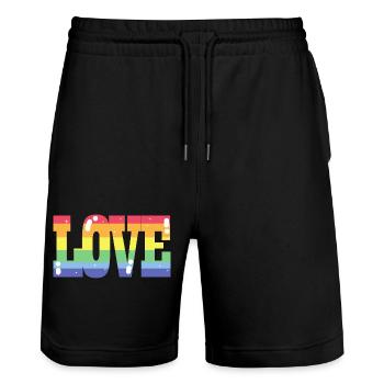 Pride Love Regenbogenfahne - Stanley/Stella Unisex Bio Joggingshorts Trainer  - Schwarz - Vorne - Nik (191cm) & Marisol (170cm)