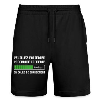 Prochaine Connerie En Cours De Chargement Cadeau - Short de jogging bio TRAINER Stanley/Stella unisexe - noir - Devant - Nik (191cm) & Marisol (170cm)