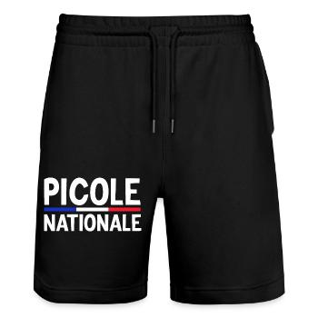 Picole Nationale Cadeau Humour Personnalisé - Short de jogging bio TRAINER Stanley/Stella unisexe - noir - Devant - Nik (191cm) & Marisol (170cm)