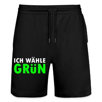 Ich wähle grün - Stanley/Stella Unisex Bio Joggingshorts Trainer  - Schwarz - Vorne - Nik (191cm) & Marisol (170cm)