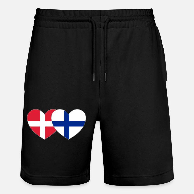Danemark Finlande Flag Heart - Short de jogging bio TRAINER Stanley/Stella unisexe - noir