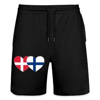 Dänemark Finnland Flagge Herz - Stanley/Stella Unisex Bio Joggingshorts Trainer  - Schwarz - Vorne - Nik (191cm) & Marisol (170cm)