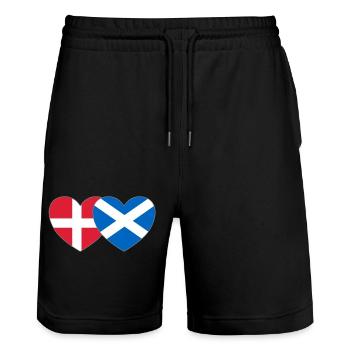 Dänemark Schottland Flagge Herz - Stanley/Stella Unisex Bio Joggingshorts Trainer  - Schwarz - Vorne - Nik (191cm) & Marisol (170cm)