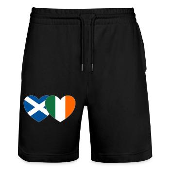 Scotland Ireland Flag Heart - Stanley/Stella Trainer Unisex Organic Jogging Shorts - black - Front - Nik (191cm) & Marisol (170cm)