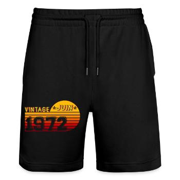 Jahrgang Juni 1972 - Stanley/Stella Unisex Bio Joggingshorts Trainer  - Schwarz - Vorne - Nik (191cm) & Marisol (170cm)