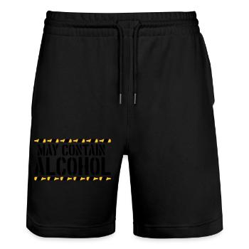 Saying May contain alcohol - Stanley/Stella Trainer Unisex Organic Jogging Shorts - black - Front - Nik (191cm) & Marisol (170cm)
