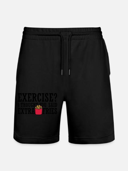 Exercise Extra Fries Quote - Stanley/Stella Trainer Unisex Organic Jogging Shorts - black