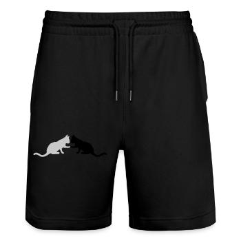 2 süße Katzen Silhouette - Stanley/Stella Unisex Bio Joggingshorts Trainer  - Schwarz - Vorne - Nik (191cm) & Marisol (170cm)