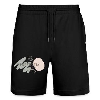 Perfectly imperfect funny saying perfectionist - Stanley/Stella Trainer Unisex Organic Jogging Shorts - black - Front - Nik (191cm) & Marisol (170cm)