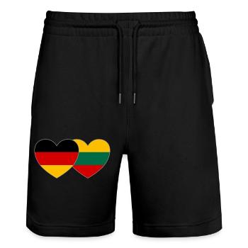 Allemagne Lituanie Drapeau Cœur - Short de jogging bio TRAINER Stanley/Stella unisexe - noir - Devant - Nik (191cm) & Marisol (170cm)