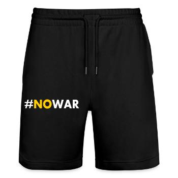 No war - Short de jogging bio TRAINER Stanley/Stella unisexe - noir - Devant - Nik (191cm) & Marisol (170cm)