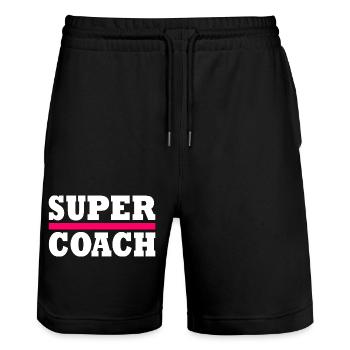 coach - Stanley/Stella Trainer Unisex Organic Jogging Shorts - black - Front - Nik (191cm) & Marisol (170cm)