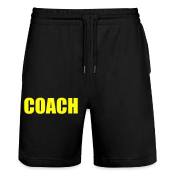 Coach - Stanley/Stella Trainer Unisex Organic Jogging Shorts - black - Front - Nik (191cm) & Marisol (170cm)