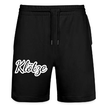 Klötze - Textdesign mit Stadtnamen - Stanley/Stella Unisex Bio Joggingshorts Trainer  - Schwarz - Vorne - Nik (191cm) & Marisol (170cm)