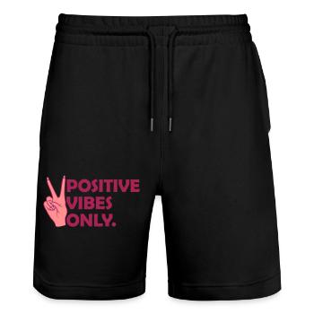 Citer les ondes positives uniquement - Short de jogging bio TRAINER Stanley/Stella unisexe - noir - Devant - Nik (191cm) & Marisol (170cm)