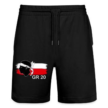 GR 20 randonnée corse trek rando - Short de jogging bio TRAINER Stanley/Stella unisexe - noir - Devant - Nik (191cm) & Marisol (170cm)