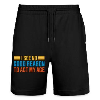 to act my age - Stanley/Stella Trainer Unisex Organic Jogging Shorts - black - Front - Nik (191cm) & Marisol (170cm)