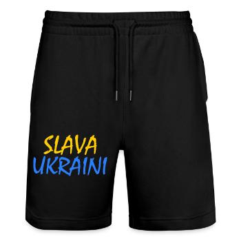 Slava ukraini - Stanley/Stella Unisex Bio Joggingshorts Trainer  - Schwarz - Vorne - Nik (191cm) & Marisol (170cm)