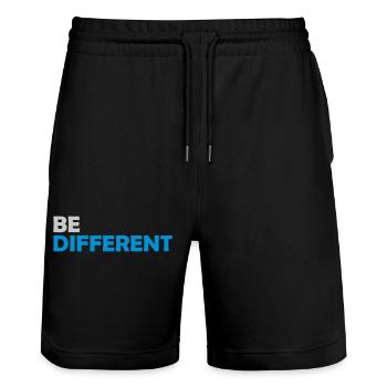 Be different Logo Design - Stanley/Stella Trainer Unisex Organic Jogging Shorts - black - Front - Nik (191cm) & Marisol (170cm)