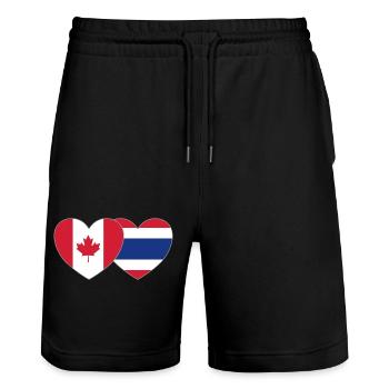 Canada Thailand Flag Heart - Stanley/Stella Trainer Unisex Organic Jogging Shorts - black - Front - Nik (191cm) & Marisol (170cm)