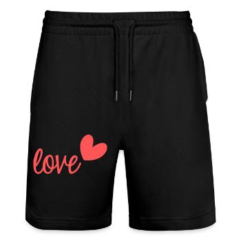 LOVE. MA CHERIE. MON CHERI. CHERI. I LOVE YOU - Short de jogging bio TRAINER Stanley/Stella unisexe - noir - Devant - Nik (191cm) & Marisol (170cm)