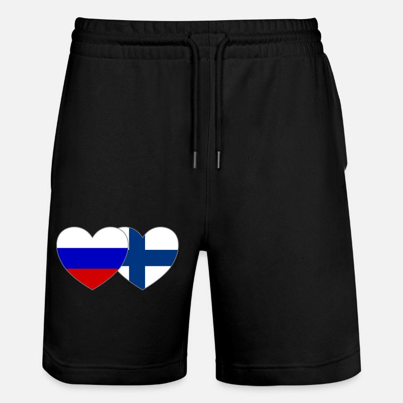 Russie Finlande Drapeau Cœur - Short de jogging bio TRAINER Stanley/Stella unisexe - noir
