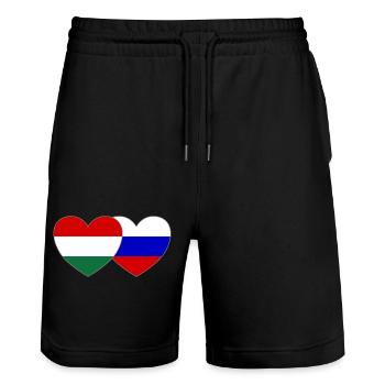 Hongrie Russie Drapeau Cœur - Short de jogging bio TRAINER Stanley/Stella unisexe - noir - Devant - Nik (191cm) & Marisol (170cm)