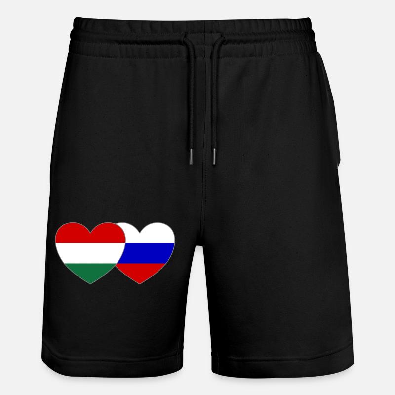 Hongrie Russie Drapeau Cœur - Short de jogging bio TRAINER Stanley/Stella unisexe - noir