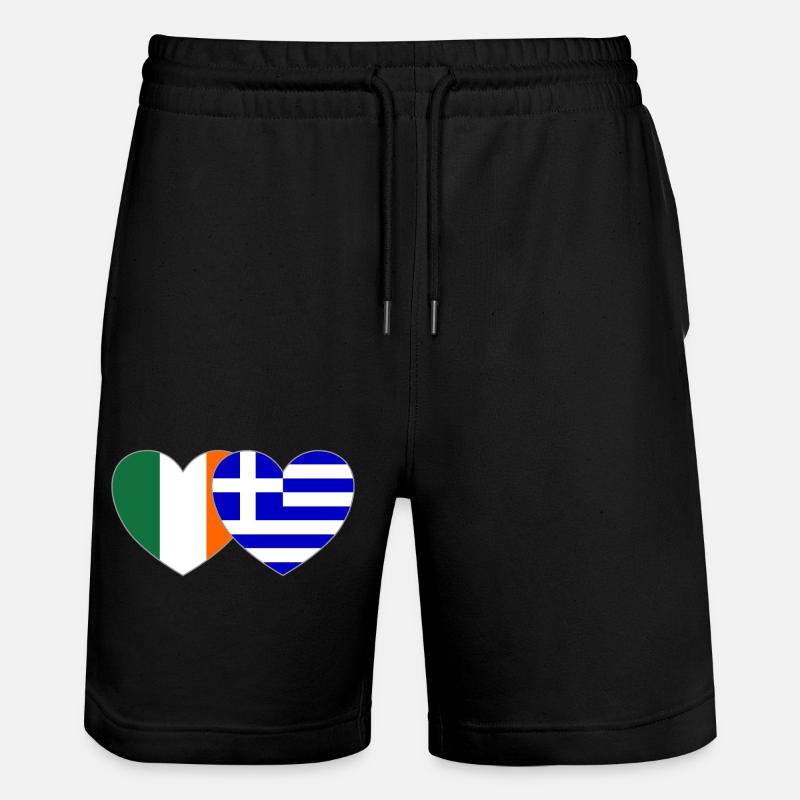 Irlande Grèce Flag Heart - Short de jogging bio TRAINER Stanley/Stella unisexe - noir