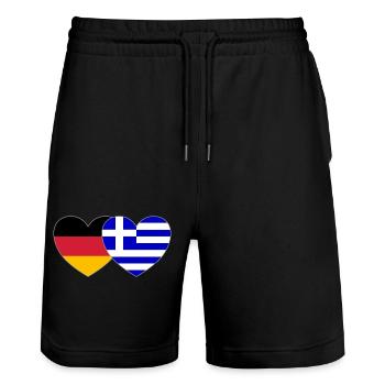 Allemagne Grèce Drapeau Cœur - Short de jogging bio TRAINER Stanley/Stella unisexe - noir - Devant - Nik (191cm) & Marisol (170cm)