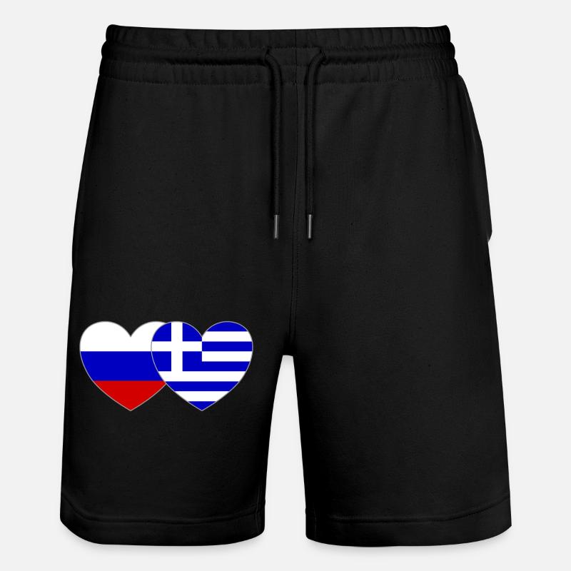 Russie Grèce Flag Coeur - Short de jogging bio TRAINER Stanley/Stella unisexe - noir