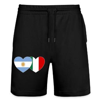 Argentinien Italien Flagge Herz - Stanley/Stella Unisex Bio Joggingshorts Trainer  - Schwarz - Vorne - Nik (191cm) & Marisol (170cm)