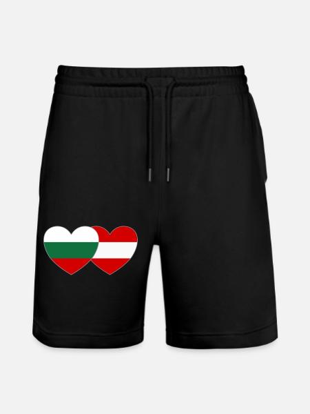 Bulgaria Austria Flag Heart - Stanley/Stella Trainer Unisex Organic Jogging Shorts - black