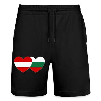 Austria Bulgaria Flag Heart - Stanley/Stella Trainer Unisex Organic Jogging Shorts - black - Front - Nik (191cm) & Marisol (170cm)