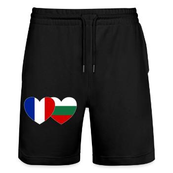 Fankreich Bulgarien Flagge Herz - Stanley/Stella Unisex Bio Joggingshorts Trainer  - Schwarz - Vorne - Nik (191cm) & Marisol (170cm)