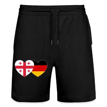 Géorgie Allemagne Drapeau Coeur - Short de jogging bio TRAINER Stanley/Stella unisexe - noir - Devant - Nik (191cm) & Marisol (170cm)